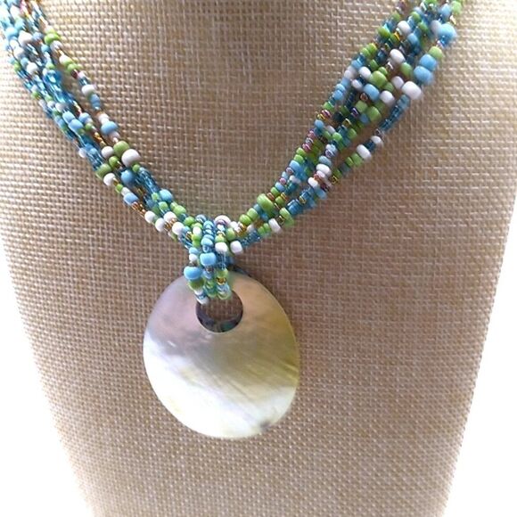Multi-strand Seed Bead & Shell Necklace - Picture 16 of 16